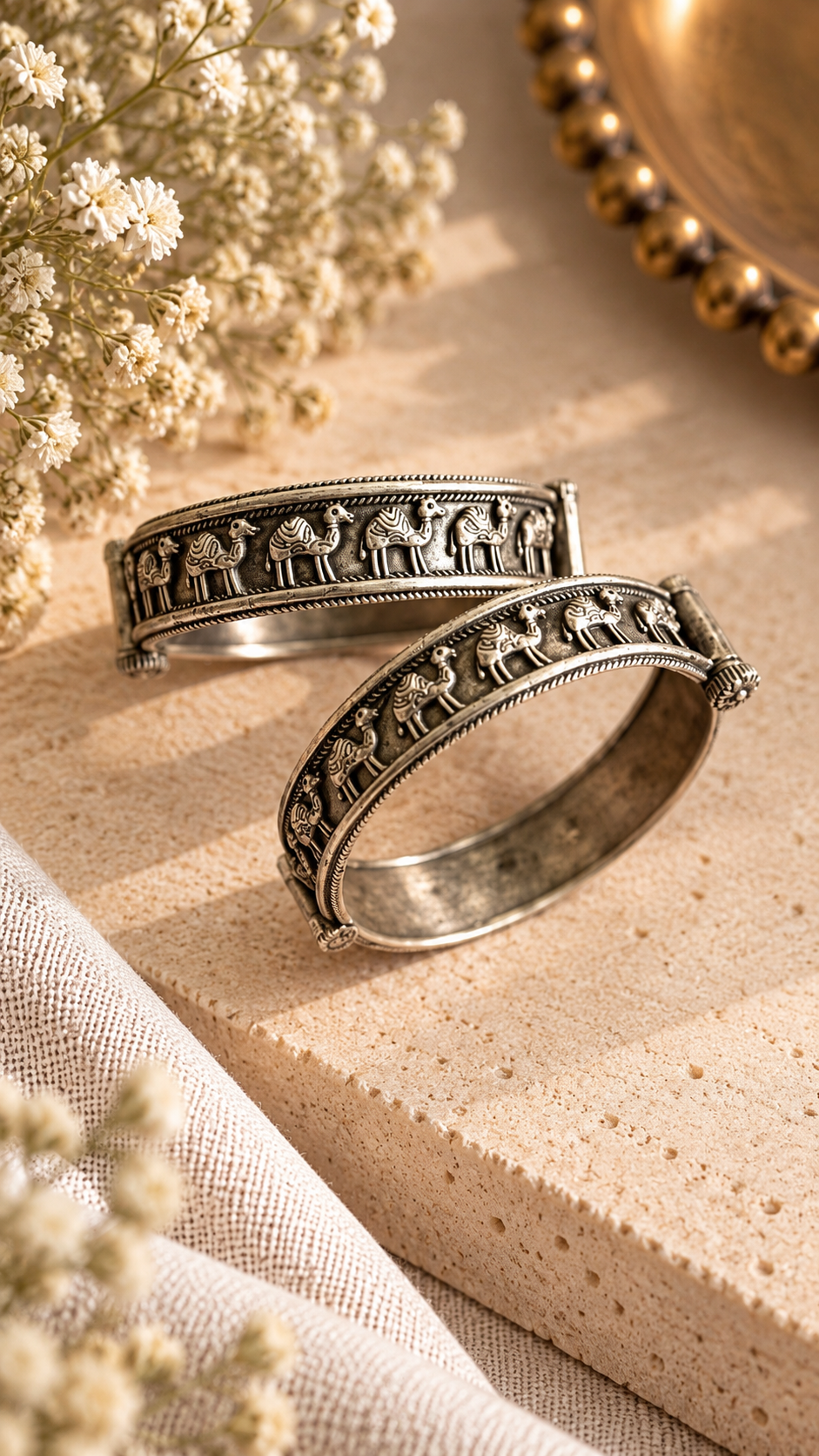 Rajwadi Camel Motif Oxidised Kada