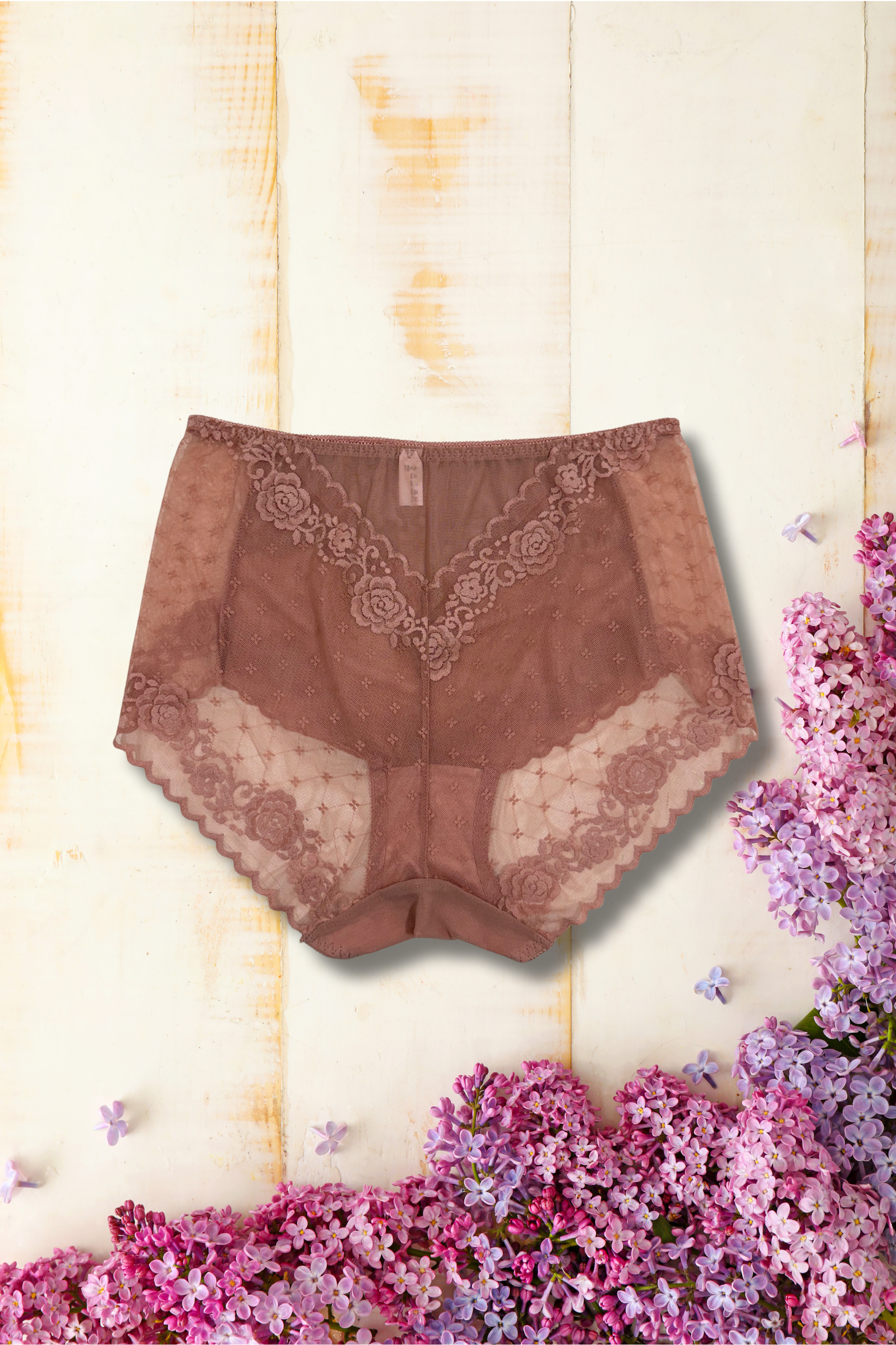 XL/2XL Elegant Lace Mid Waist Panty | Soft Floral Net | Stretch Comfort | Single Piece