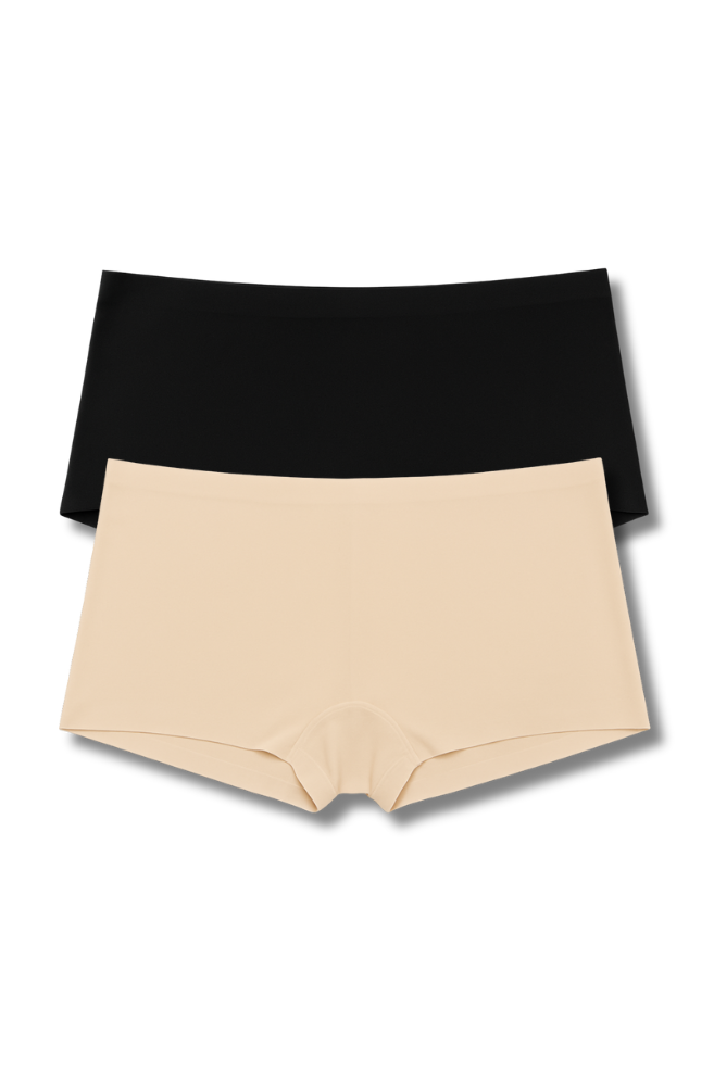 Fits M, L & XL Free Size Seamless Boy Shorts Panties for Women | Pack of 2  | High Rise, Full Coverage
