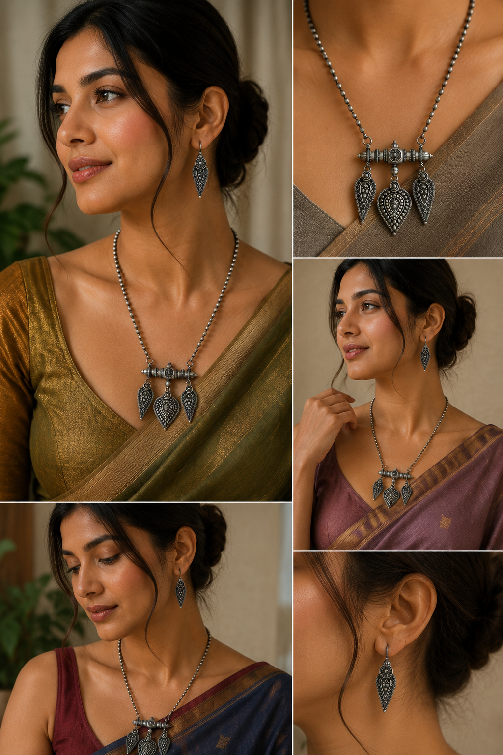 Royal Paisley Oxidised Necklace Set