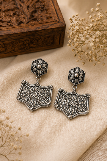 Meher Hexa Filigree Drop Earrings
