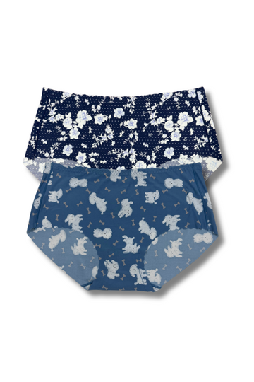 Plus Size Seamless Printed Panties 👙 | Mid-Rise Hipster | Super Stretchable Comfort (2XL/3XL, Pack of 2)