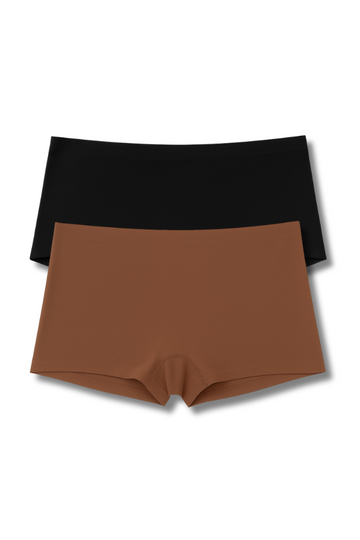 Fits M, L & XL Free Size Seamless Boy Shorts Panties for Women | Pack of 2 | High Rise, Full Coverage