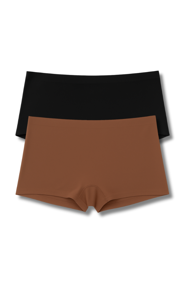 Fits M, L & XL Free Size Seamless Boy Shorts Panties for Women | Pack of 2 | High Rise, Full Coverage