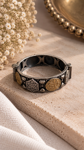 Rajwada Antique Dual-Tone Statement Kada