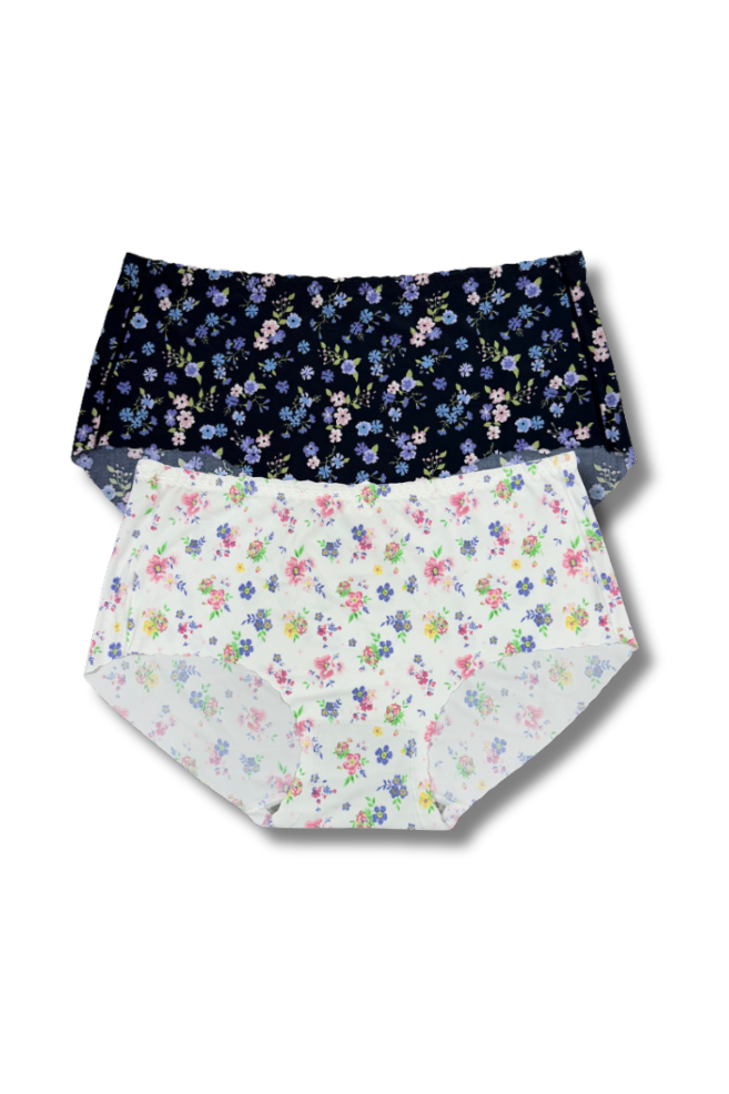 Plus Size Seamless Printed Panties 👙 | Mid-Rise Hipster | Super Stretchable Comfort (2XL/3XL, Pack of 2)