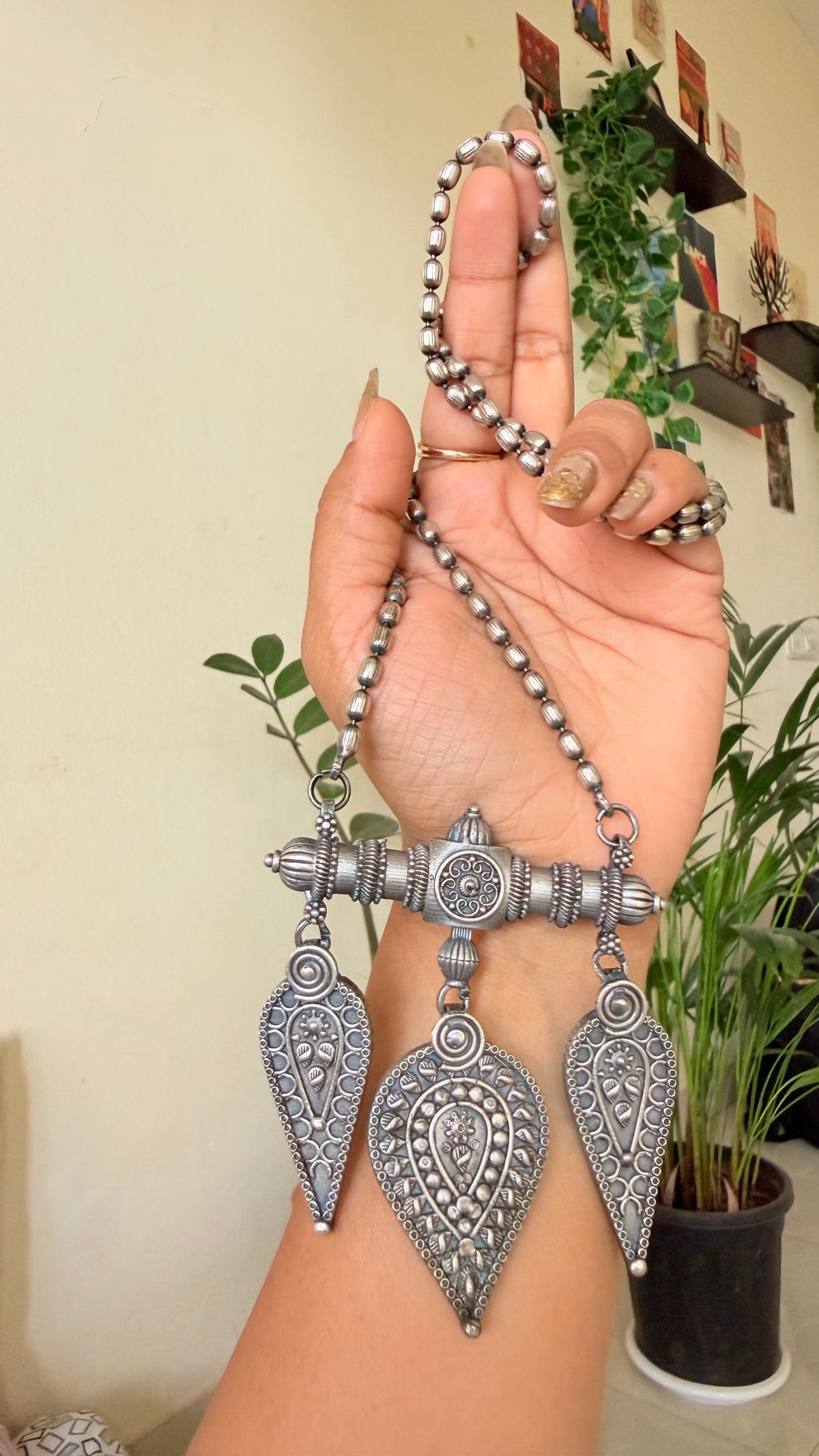 Royal Paisley Oxidised Necklace Set