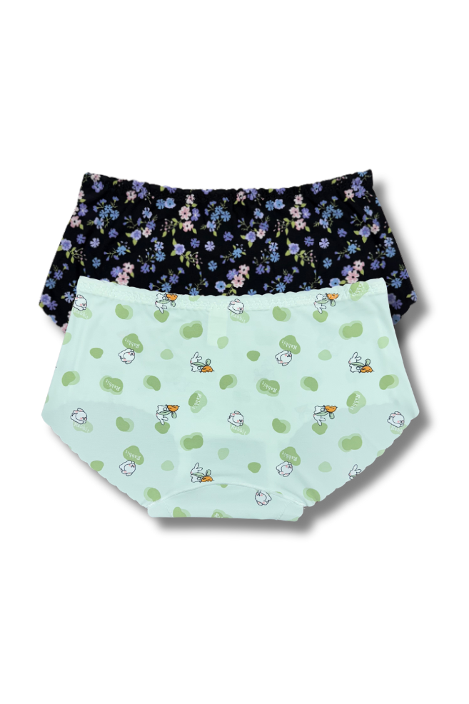 (Fits M–L)Seamless Printed Panties 👙 | Mid-Rise Hipster | Super Stretchable Comfort (Pack of 2)
