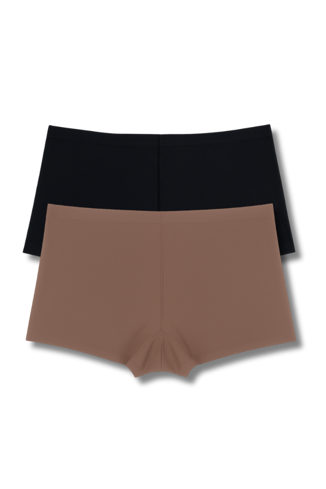Fits M, L & XL Free Size Seamless Boy Shorts Panties for Women | Pack of 2 | High Rise, Full Coverage