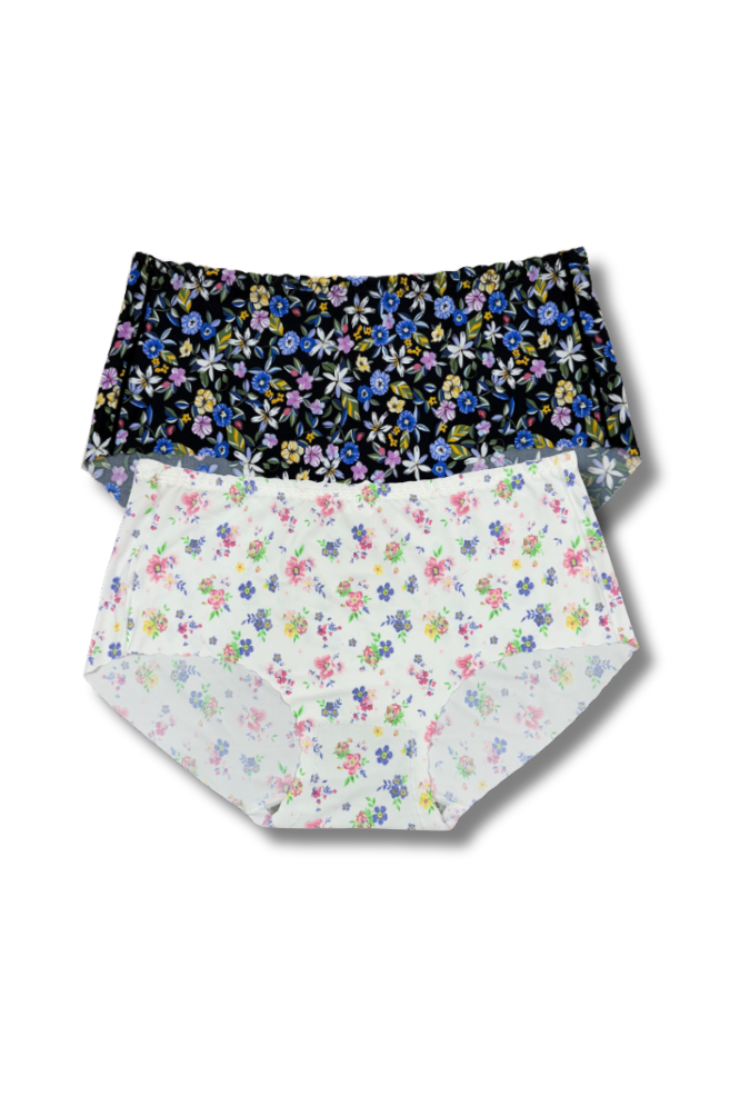 Plus Size Seamless Printed Panties 👙 | Mid-Rise Hipster | Super Stretchable Comfort (2XL/3XL, Pack of 2)