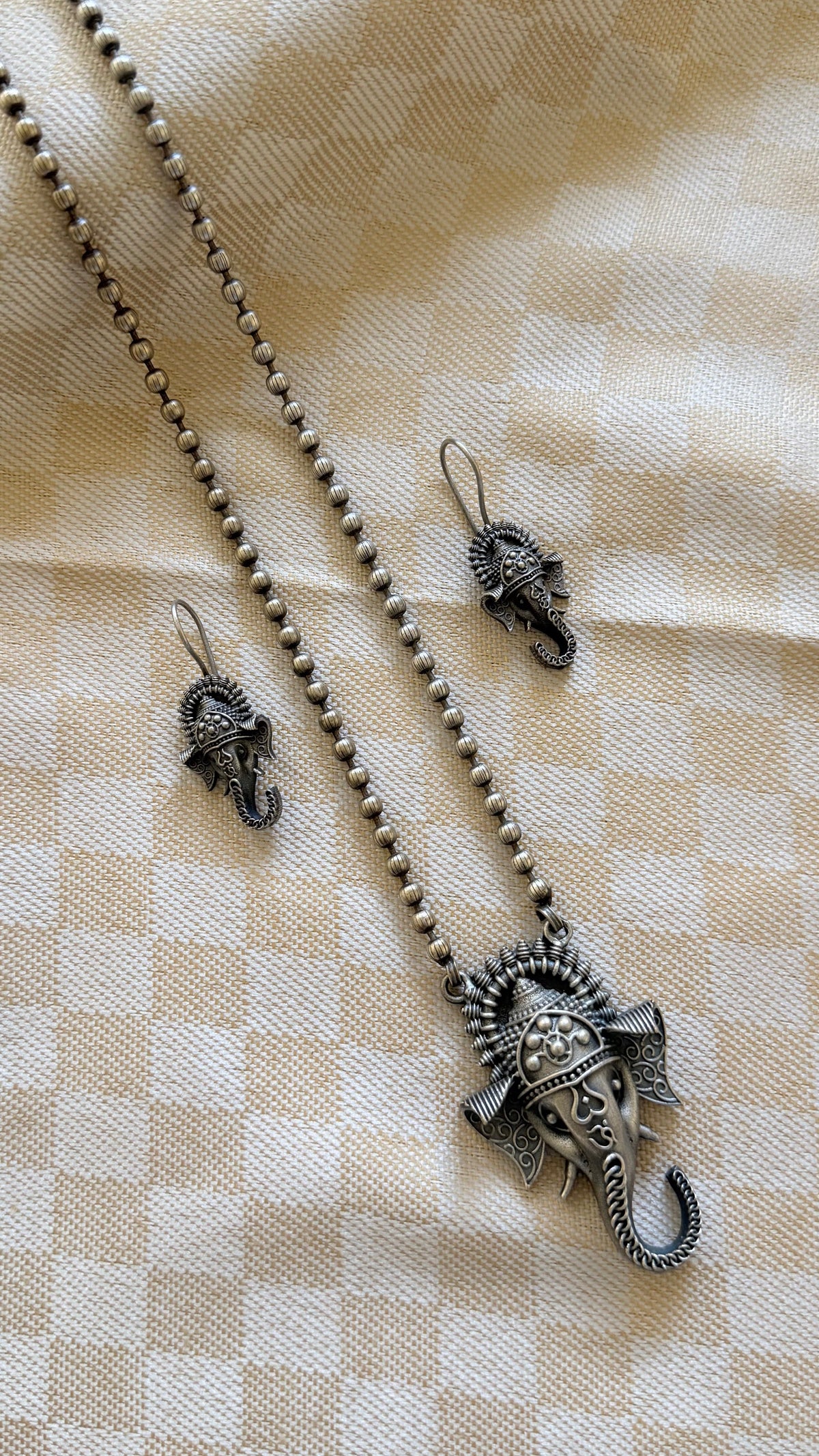 Divine Ganesha Oxidised Necklace Set