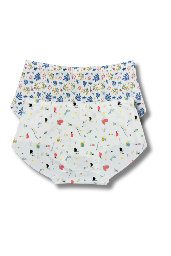 (Fits M–L)Seamless Printed Panties 👙 | Mid-Rise Hipster | Super Stretchable Comfort (Pack of 2)