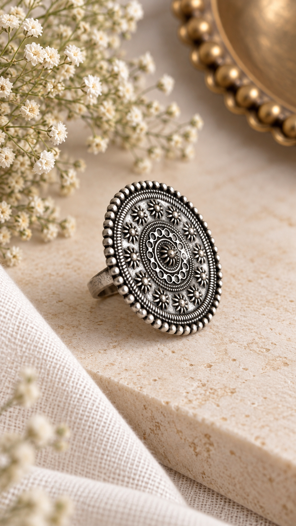 Antique Bloom Mandala Ring