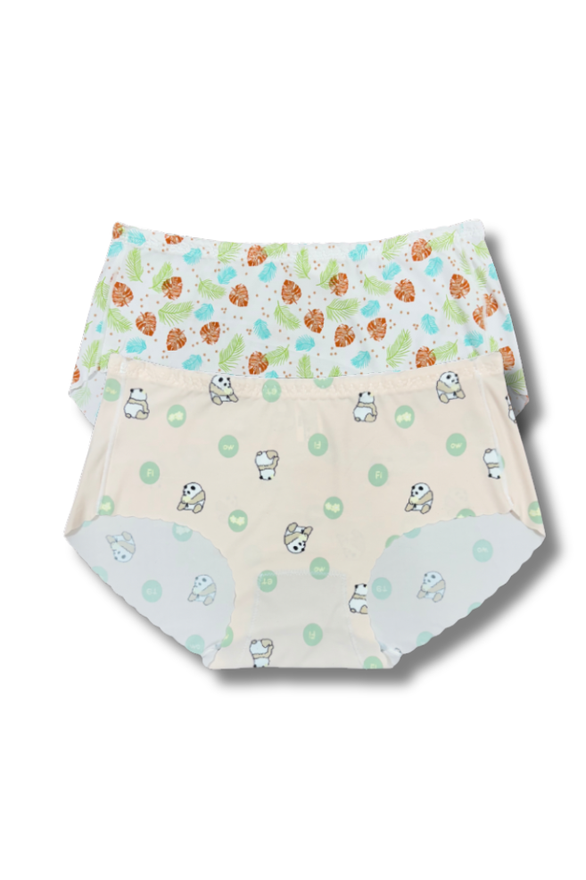 (Fits M–L)Seamless Printed Panties 👙 | Mid-Rise Hipster | Super Stretchable Comfort ( Pack of 2)
