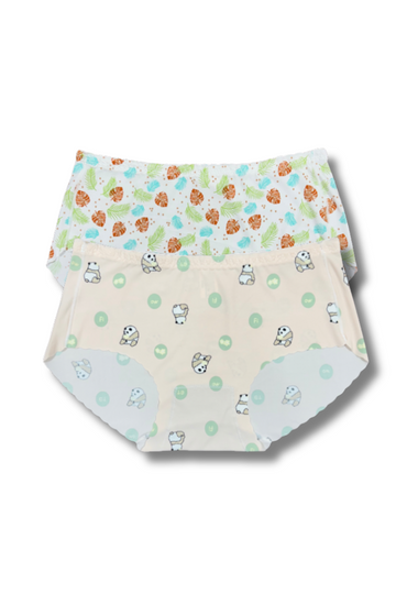 (Fits M–L)Seamless Printed Panties 👙 | Mid-Rise Hipster | Super Stretchable Comfort ( Pack of 2)
