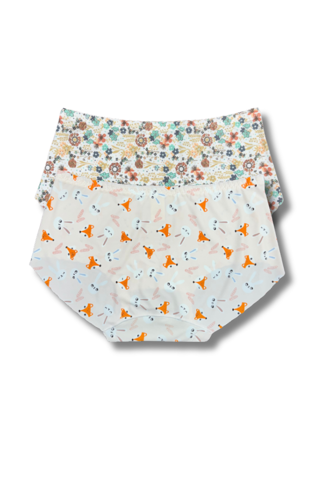 (Fits M–L)Seamless Printed Panties 👙 | Mid-Rise Hipster | Super Stretchable Comfort (Pack of 2)
