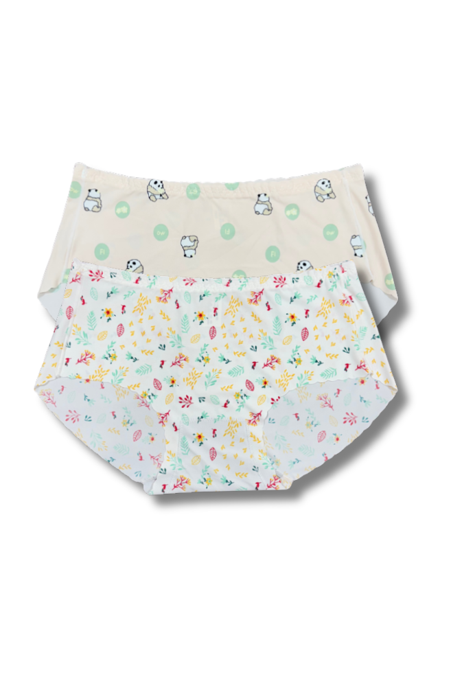 (Fits M–L)Seamless Printed Panties 👙 | Mid-Rise Hipster | Super Stretchable Comfort (Pack of 2)