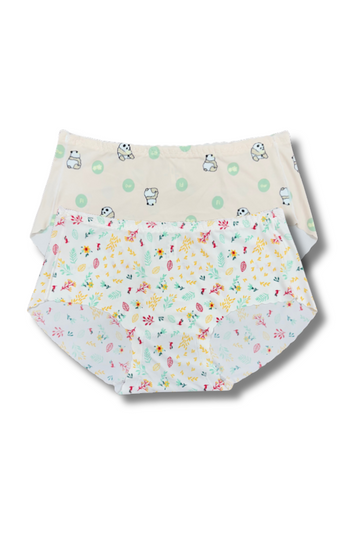 (Fits M–L)Seamless Printed Panties 👙 | Mid-Rise Hipster | Super Stretchable Comfort (Pack of 2)