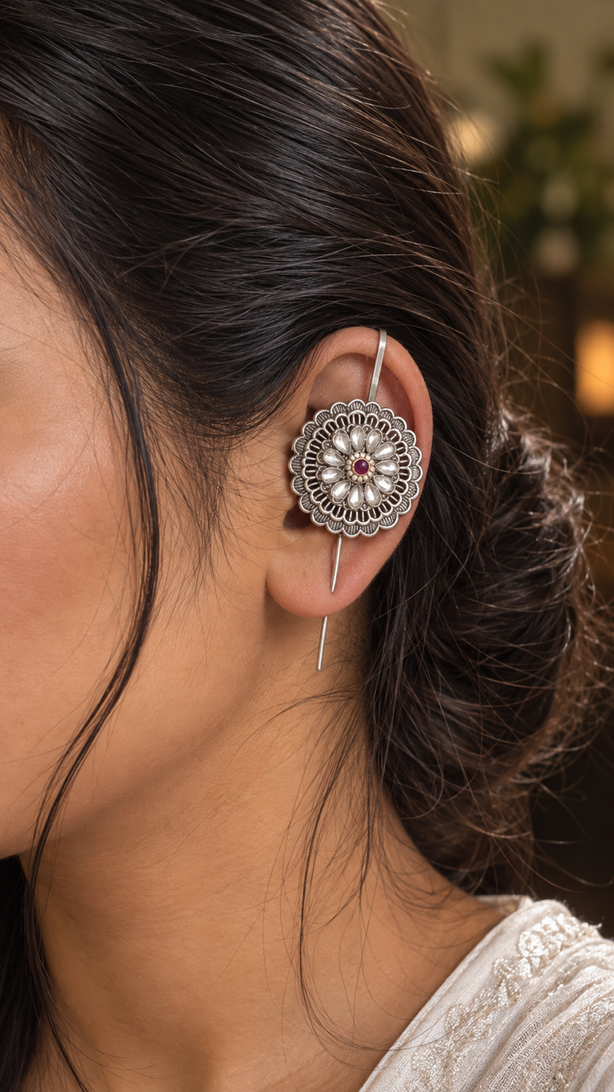 Lotus Bloom Statement Earcuffs