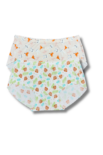 (Fits M–L)Seamless Printed Panties 👙 | Mid-Rise Hipster | Super Stretchable Comfort (Pack of 2)