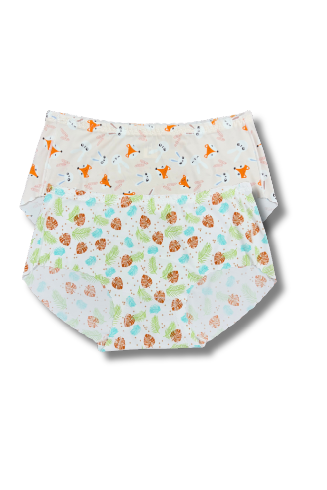 (Fits M–L)Seamless Printed Panties 👙 | Mid-Rise Hipster | Super Stretchable Comfort (Pack of 2)