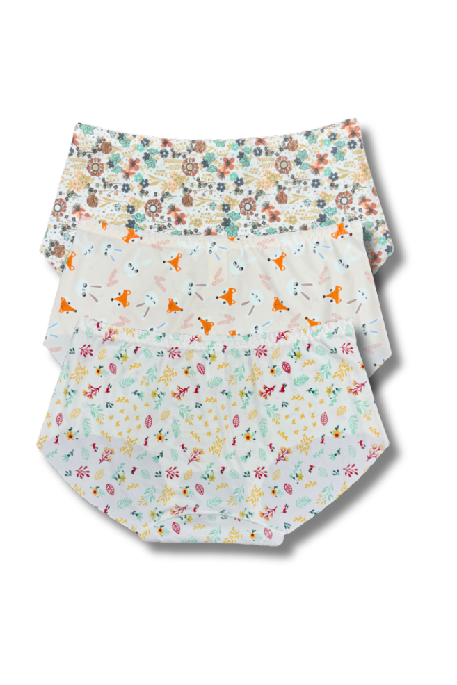 (Fits M–L)Seamless Printed Panties 👙 | Mid-Rise Hipster | Super Stretchable Comfort (Pack of 3)