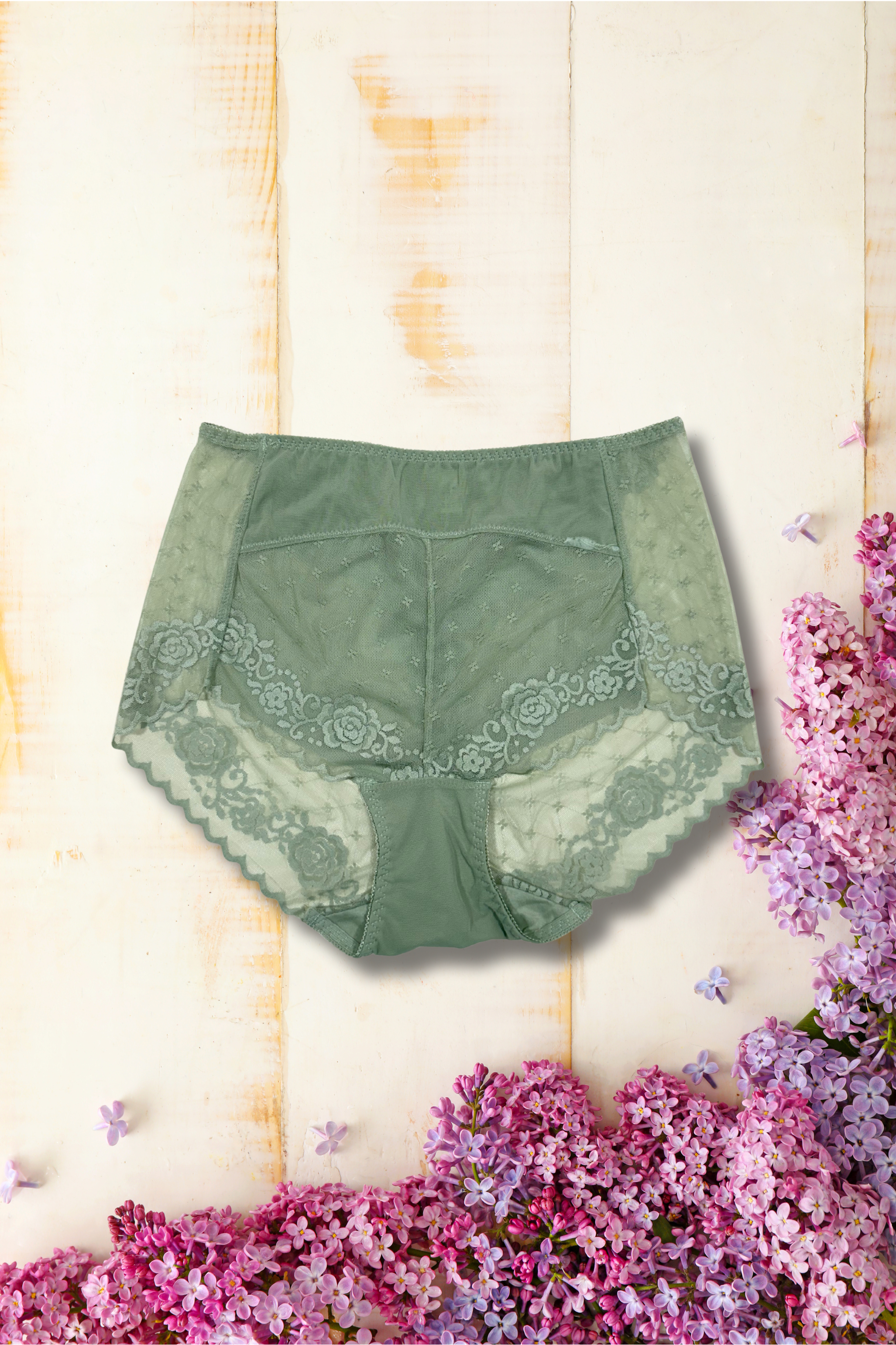 XL/2XL Elegant Lace Mid Waist Panty | Soft Floral Net | Stretch Comfort | Single Piece