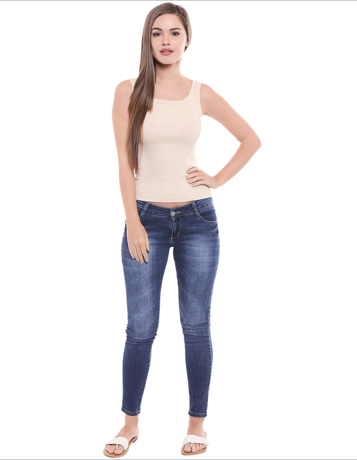 DAILYWEAR BODYCARE SLIP - Broad Straps U Neck Camisole - 44S