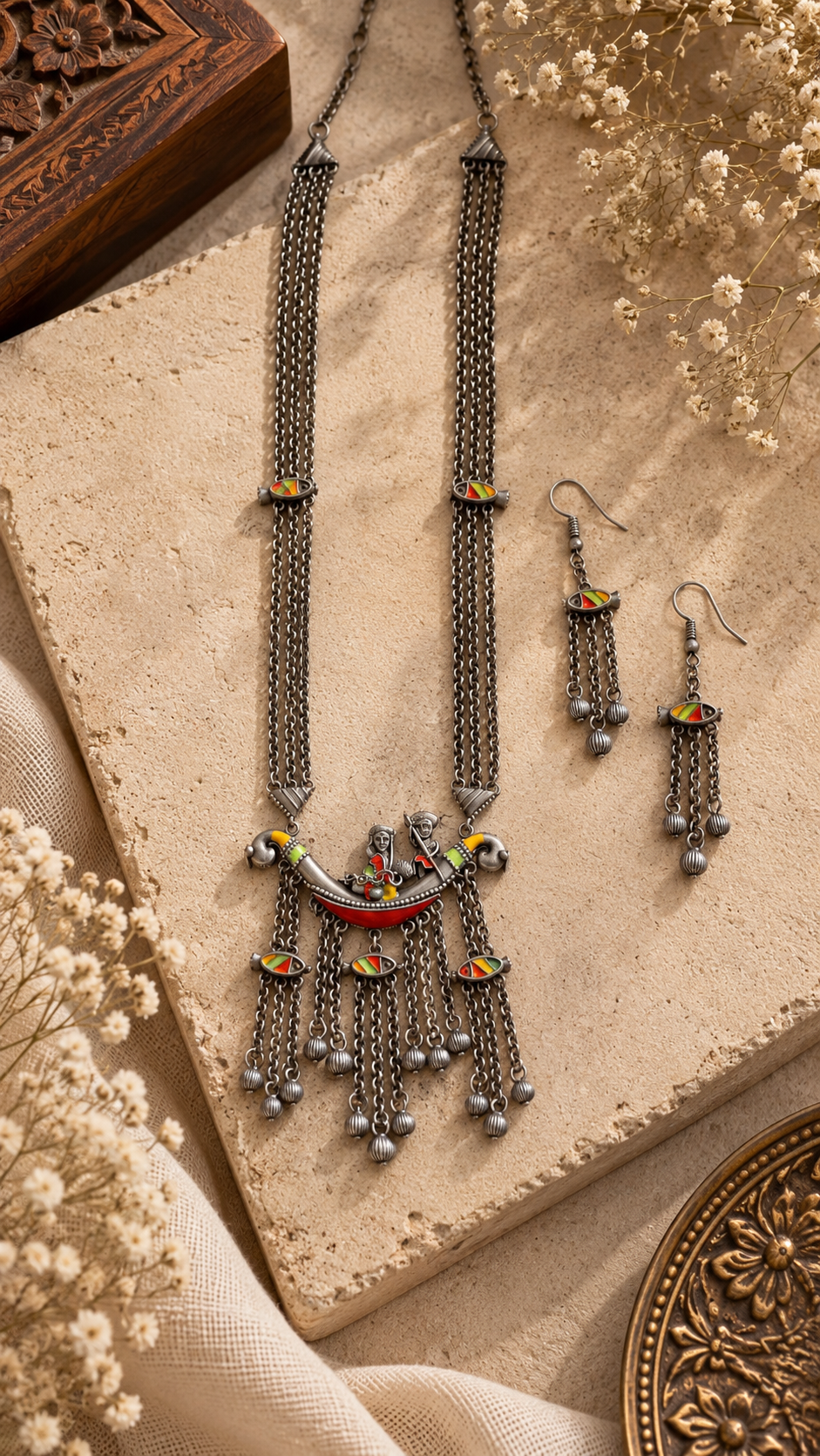 Rangila Tribal Oxidised Necklace Set