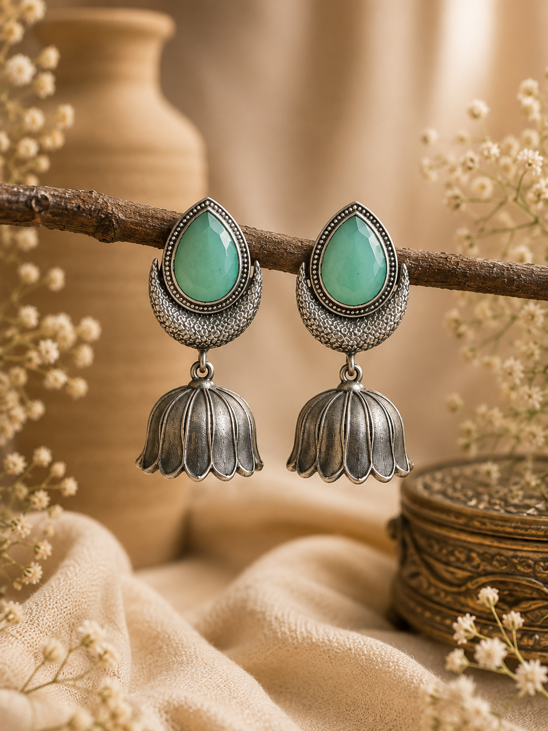 Chandrika Lotus Jhumkas