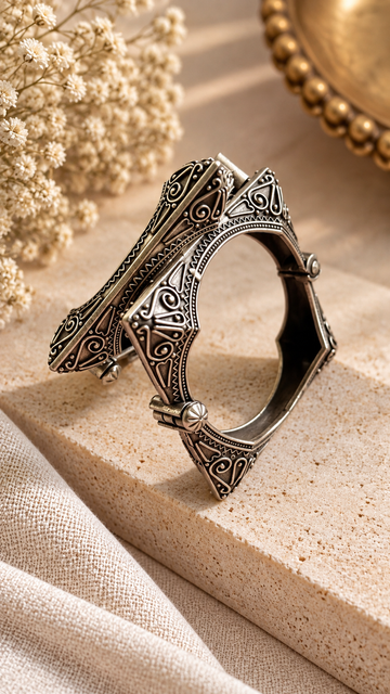 Rajwadi Tribal Carved Cuff Bangle