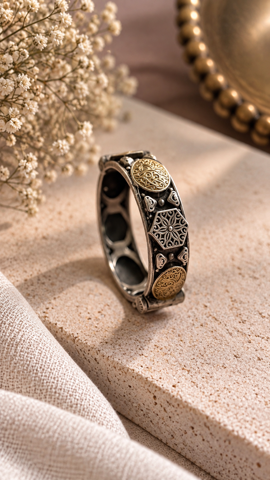 Rajwada Antique Dual-Tone Statement Kada