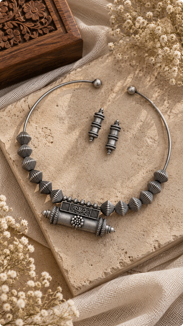 Tribal Torque Oxidised Necklace Set