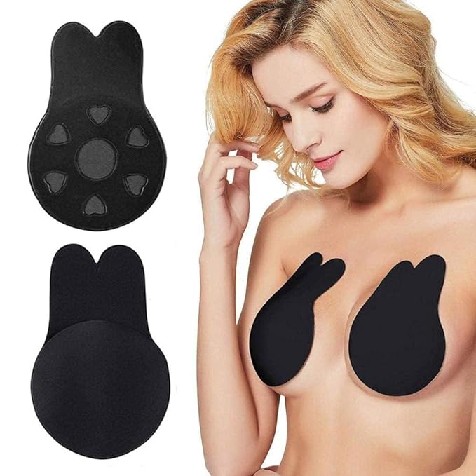 Invisible Rabbit Ear Push-Up Bra | Black (1 Pair)