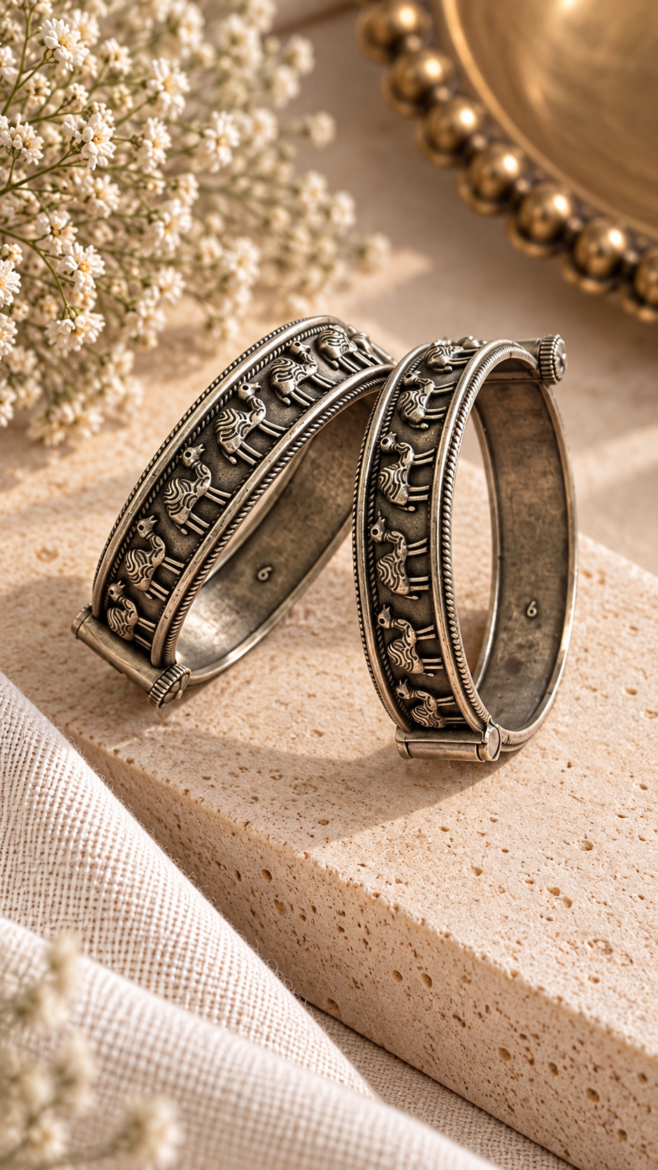 Rajwadi Camel Motif Oxidised Kada