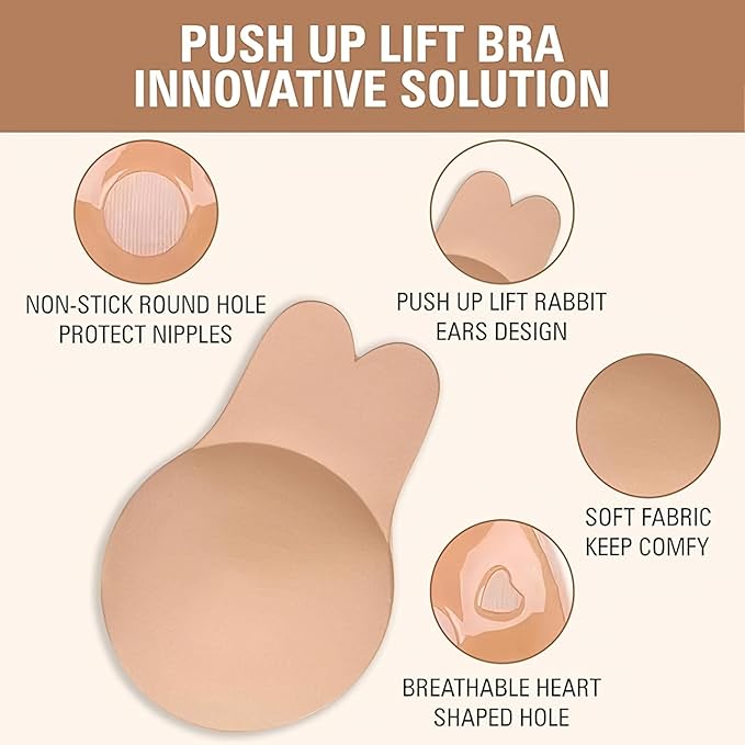 Rabbit Ear Push-Up Adhesive Bra | Beige (1 Pair)