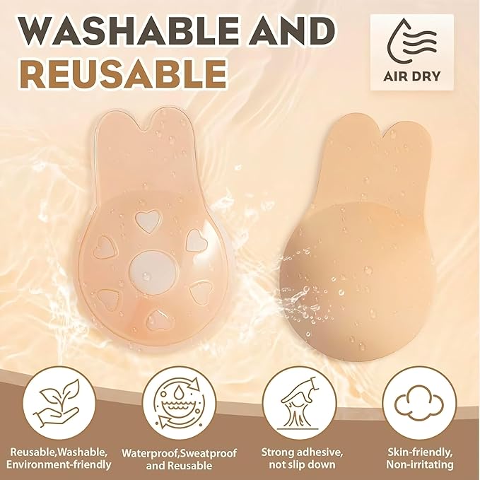 Rabbit Ear Push-Up Adhesive Bra | Beige (1 Pair)