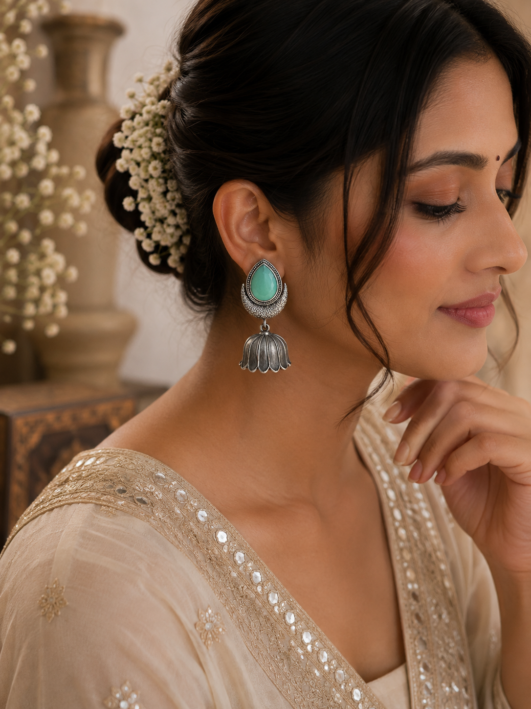 Chandrika Lotus Jhumkas