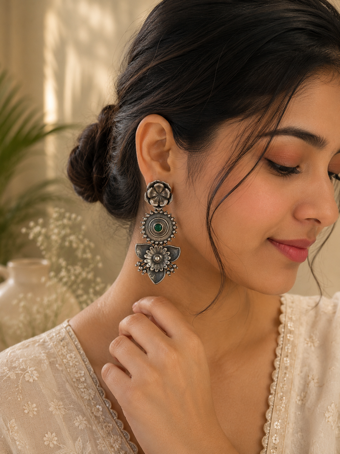 Meher Emerald Cascade Jhumkas