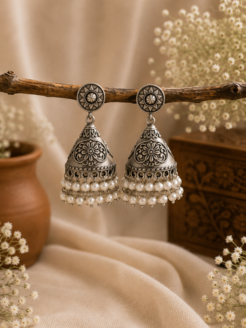 Rajsi Pearl Bloom Jhumkas