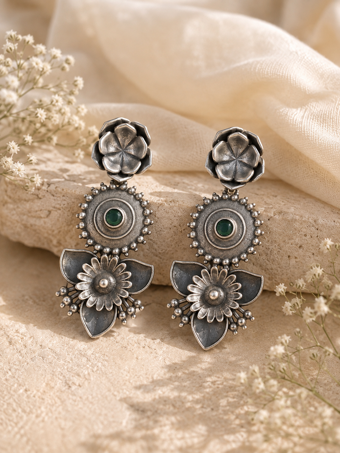 Meher Emerald Cascade Jhumkas