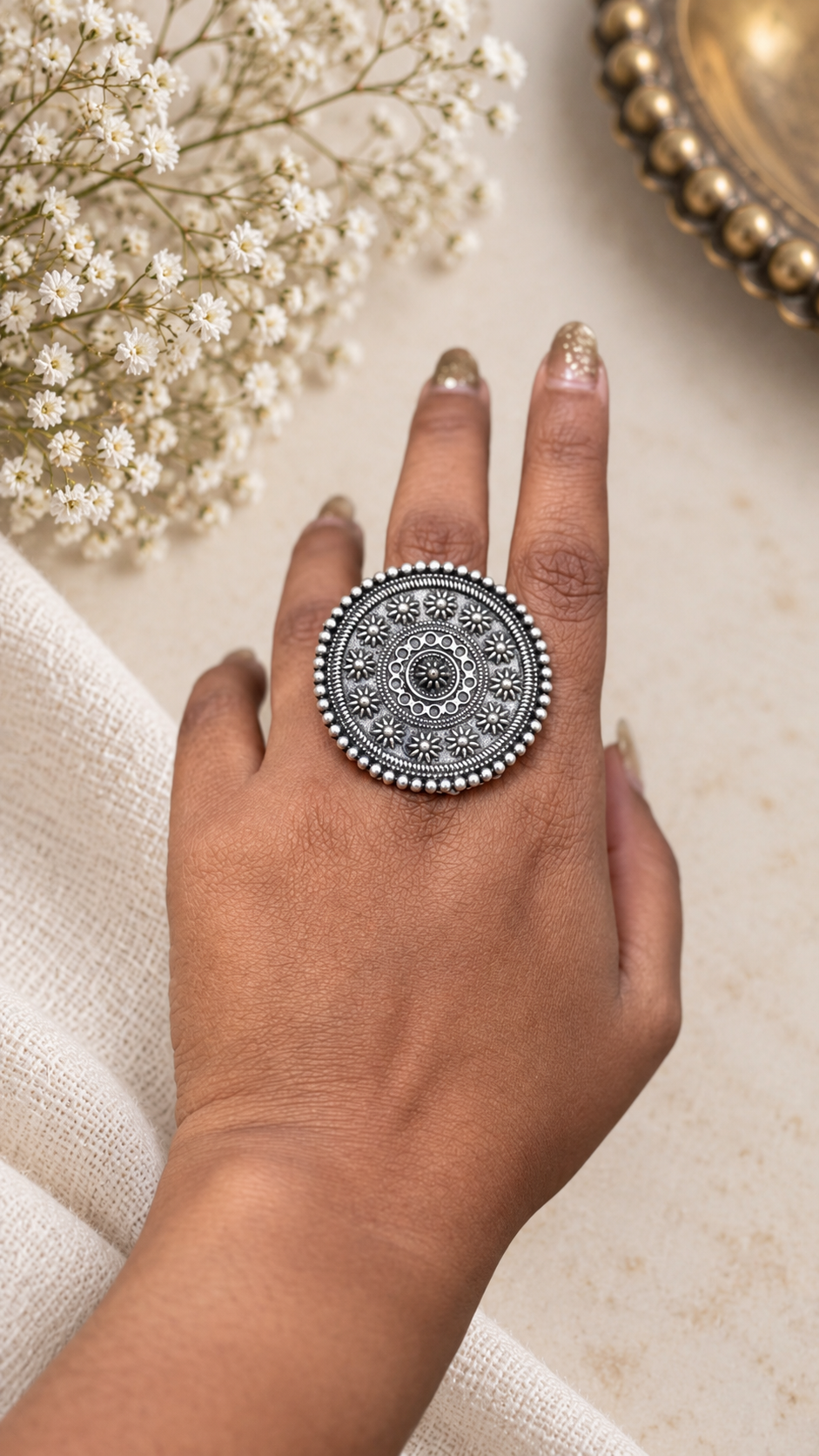 Antique Bloom Mandala Ring