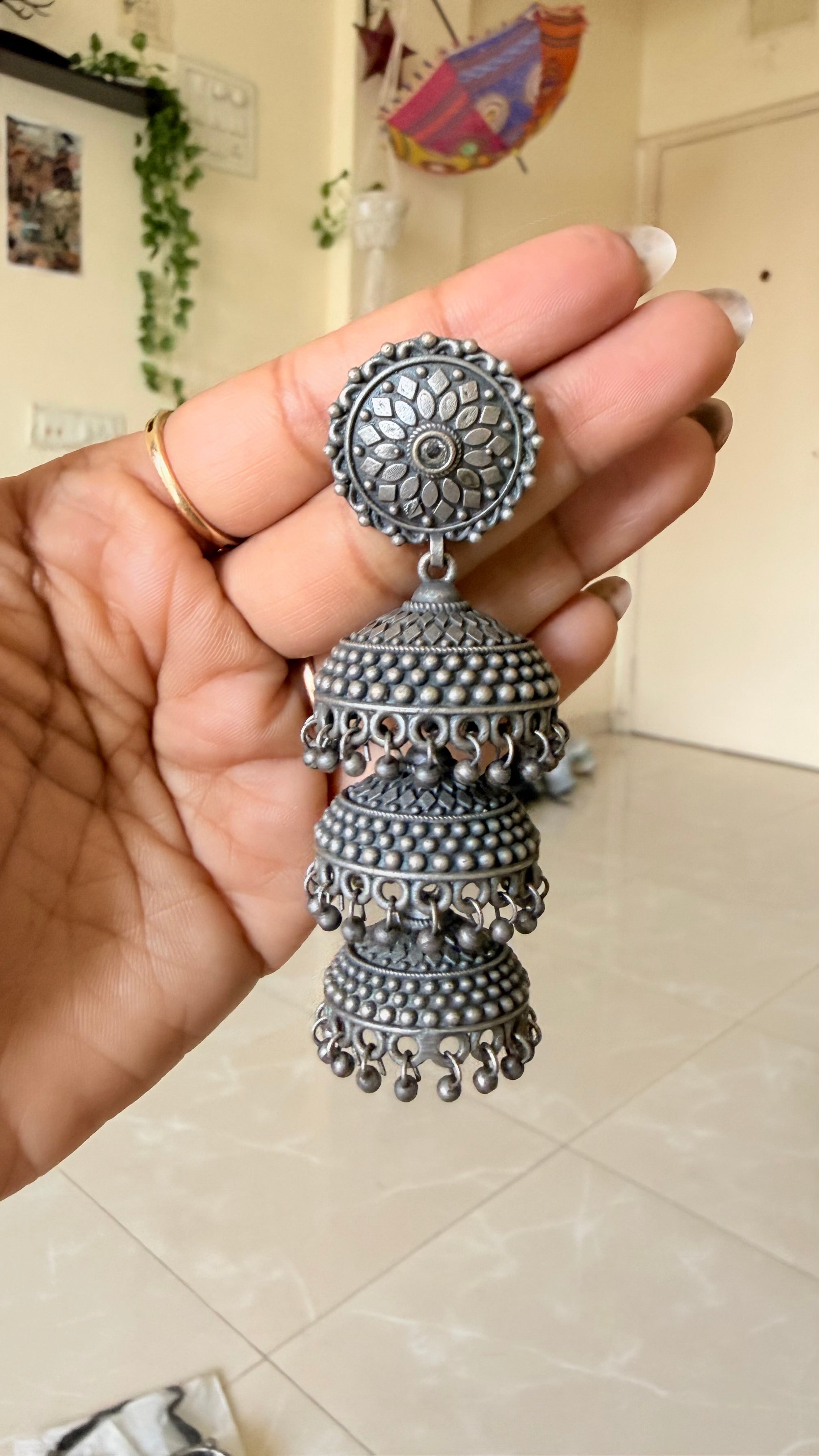 Emerald Lotus Cascade Jhumkas