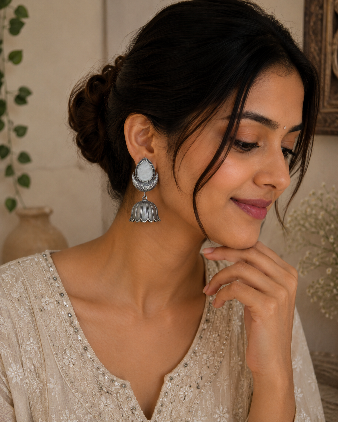 Chandrika Lotus Jhumkas