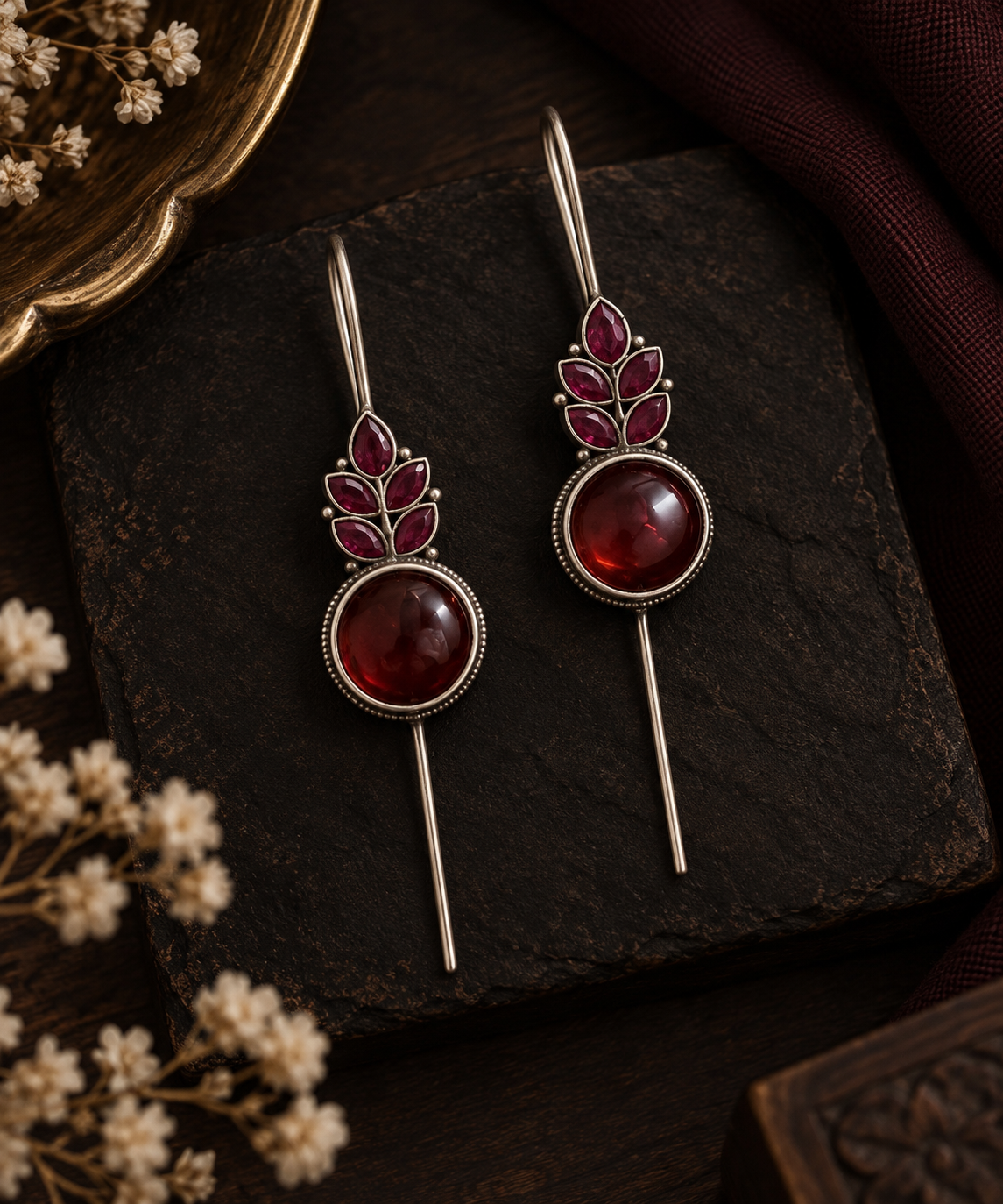 Sapphire Leaf Ear Cuff