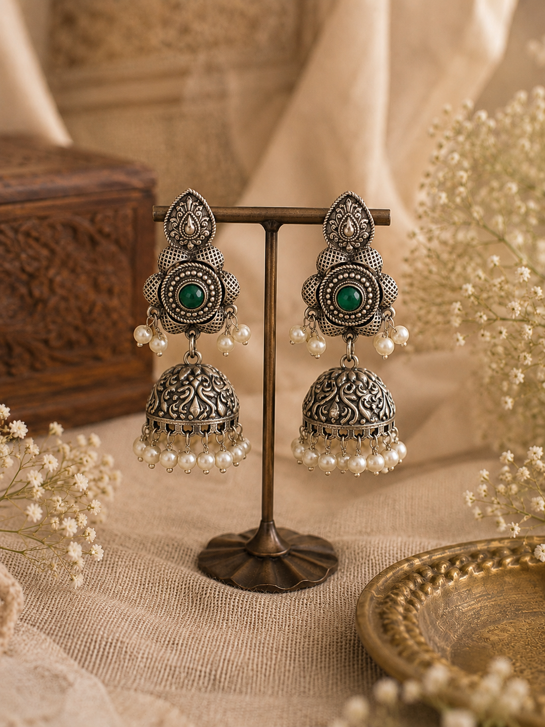 Gulnaar Pearl Jhumkas
