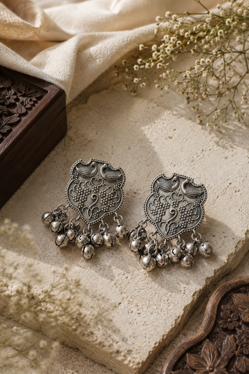 Morni Jhumki Oxidised Earrings