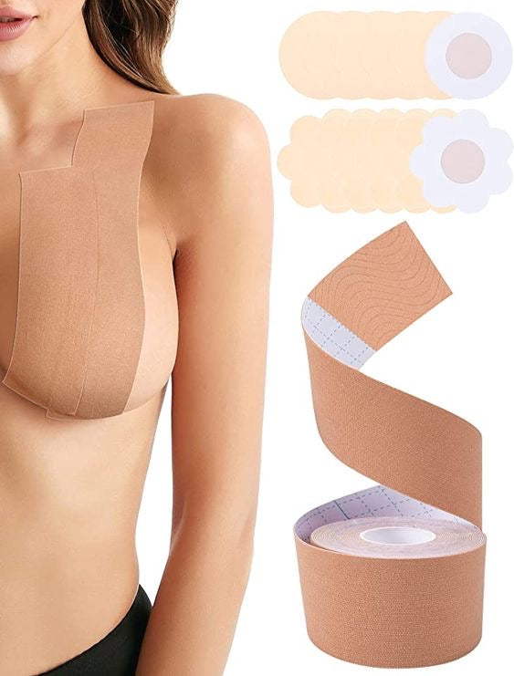 BODY TAPE BOOB TAPE FOR INSTANT LIFT AND SHAPE WITH 2 NIPPLE COVERS