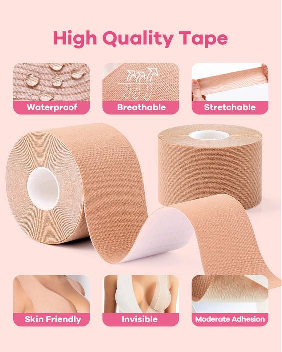 BODY TAPE BOOB TAPE FOR INSTANT LIFT AND SHAPE WITH 2 NIPPLE COVERS