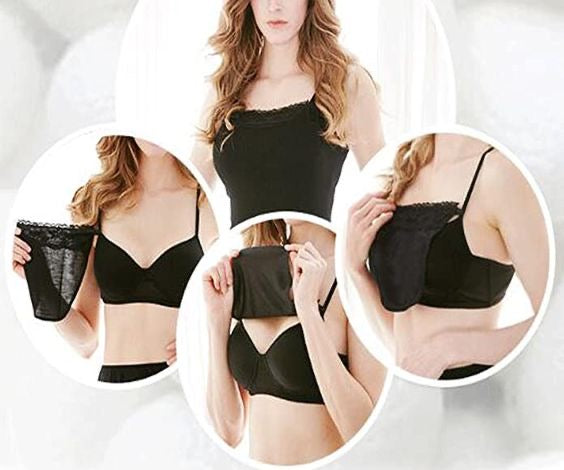 Lace Cleavage Cover Insert/ Deep Closer | Modesty Panel for Low Neckline Tops & Dresses | Cotton & Lace, 3 Colors in 1 Pack – Free Size